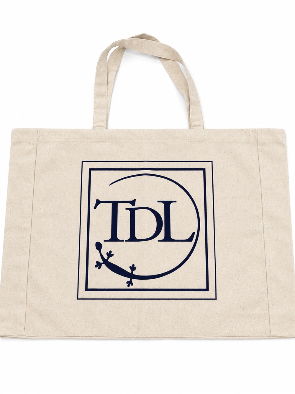 TDL Canvas Tote Bag in Natural with Navy Logo